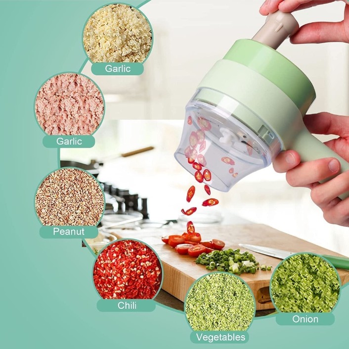 4 In 1 Electric Handheld Cooking Hammer Vegetable Cutter Set Electric Food Chopper Multifunction Vegetable Fruit Slicer