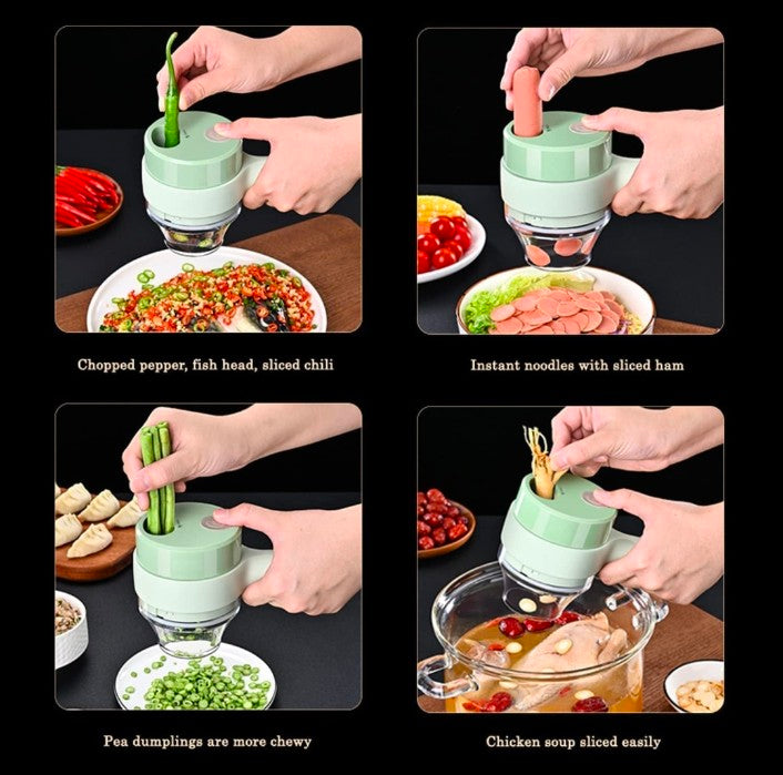 4 In 1 Electric Handheld Cooking Hammer Vegetable Cutter Set Electric Food Chopper Multifunction Vegetable Fruit Slicer