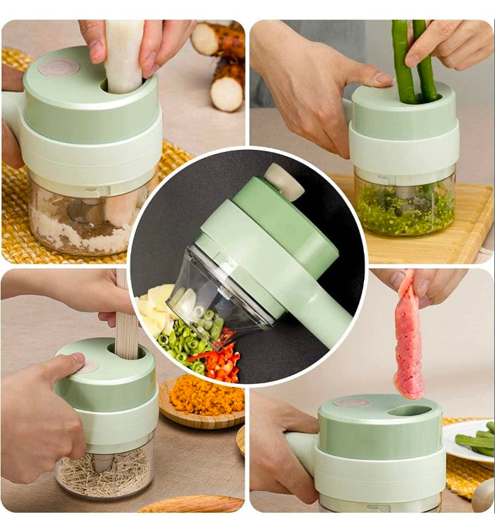 4 In 1 Electric Handheld Cooking Hammer Vegetable Cutter Set Electric Food Chopper Multifunction Vegetable Fruit Slicer