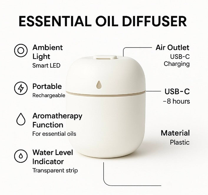 Portable Lighting Mini Humidifier Usb Personal Desktop Air Humidifier For Baby Bedroom Travel Office Home With Light Cool Mist Humidifier Essential Oil Diffusers Cool Mist Humidifiers (250 Ml)
