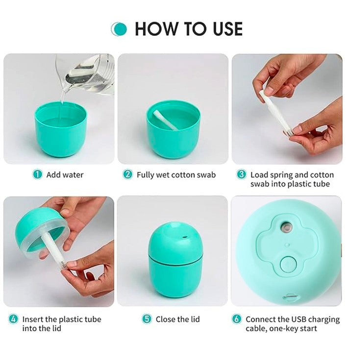 Portable Lighting Mini Humidifier Usb Personal Desktop Air Humidifier For Baby Bedroom Travel Office Home With Light Cool Mist Humidifier Essential Oil Diffusers Cool Mist Humidifiers (250 Ml)