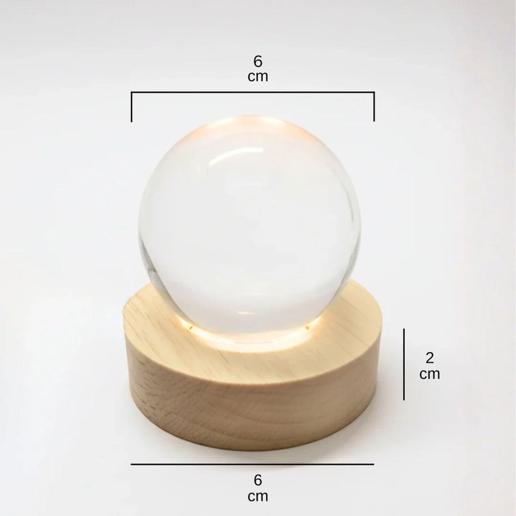 3d Crystal Lakshmi Ball Led Night Lamp With Wooden Base